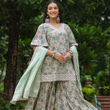 Conch Grey Cotton Floral Printed Sharara Set