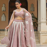 Dusty Pink Crepe Gota Work Lehenga Set