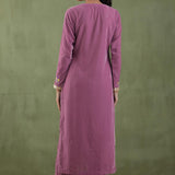 Embroidered Lilac Straight Kurta And Pant With Banarashi Strip Dupatta