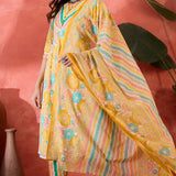 Mustard Yellow Cotton Floral Printed Kurta Set