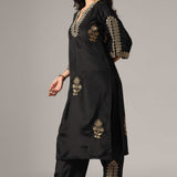 Black French Crepe Kurti With Pants