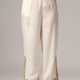Cream French Crepe Kurti With Pants