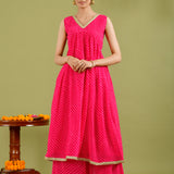 Magenta Georgette Leheriya Printed Palazzo Set