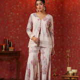 Pinkish Cream Cotton Floral Printed Co-Ord Set