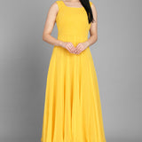Yellow Georgette Long Kurti With Jacket