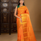 Classic Bright Orange Kanjivaram Silk Saree