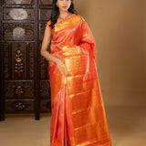 Bright Orange Kanjivaram Silk Saree