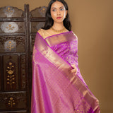 Purple Floral Kanjivaram Silk Saree