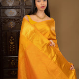 Golden Turmeric Yellow Kanjivaram Silk Saree