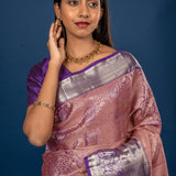 Pink Floral Kanjivaram Silk Saree
