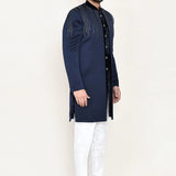 Navy Blue Velvet Sherwani Set