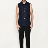 Oxford Blue Velvet Sherwani Set