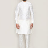 White Art Silk Kurta Set With Multicolour Jacket
