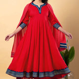 Cadmium Red Rayon Gotta Work Anarkali Set