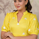 Bright Yellow Santoon Embroidered Dress