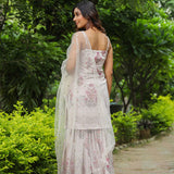 White Cotton Floral Printed Sharara Set