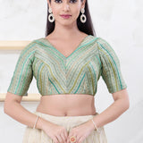 Seafoam Green Jacquard Blouse