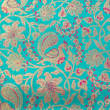 Turquoise Blue Floral Kanjivaram Silk Saree