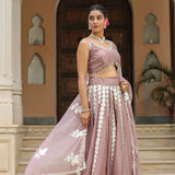 Dusty Pink Crepe Gota Work Lehenga Set