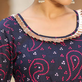 Mulberry Blue Cotton Bandhani Printed Sharara Set