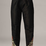 Black Raw Silk Kurti With Pants And  Dupatta