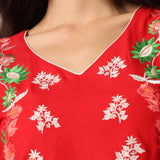 Red Rayon Kurti Palazzo Set
