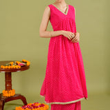 Magenta Georgette Leheriya Printed Palazzo Set