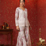 Pinkish Cream Cotton Floral Printed Co-Ord Set