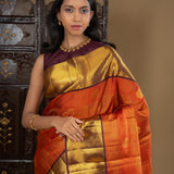 Rusty Orange Kanjivaram Silk Saree
