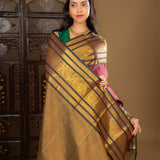Dark Crimson Pink Kanjivaram Silk Saree