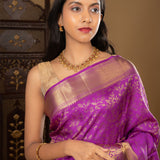 Purple Floral Kanjivaram Silk Saree