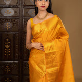 Golden Turmeric Yellow Kanjivaram Silk Saree
