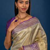 Golden Floral Kanjivaram Silk Saree