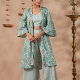 Light Green Cotton Printed Indo-Western Co-Ord Set