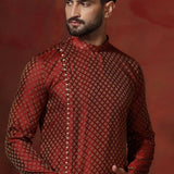 Maroon Cotton Blend Printed Designer Kurta Set