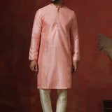 Soft Pink Dupion Printed Kurta Set