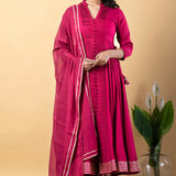 Debian Red Rayon Gota Work Anarkali Set