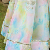 Multicolour Georgette Floral Embroidered Lehenga Set