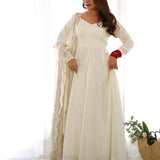 Alice White Chanderi Solid Pattern Anarkali Set