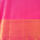Bright Pink Floral Kanjivaram Silk Saree