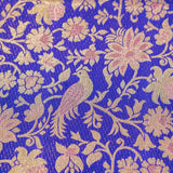 Bright Blue Floral Kanjivaram Silk Saree