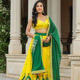 Golden Fizz Yellow Chinon Shibori Lehenga Set