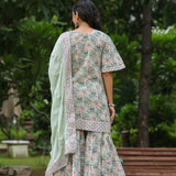 Conch Grey Cotton Floral Printed Sharara Set