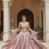Dusty Pink Crepe Gota Work Lehenga Set