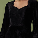 Black Plain Silk Velvet Straight Kurta And Pant With Velvet Shawl Set