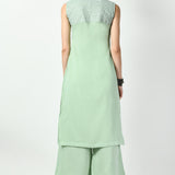 Light Mint Green Georgette Solid Kurti Set