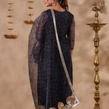 Black Organza Floral Printed Kurti Set