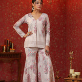 Pinkish Cream Cotton Floral Printed Co-Ord Set