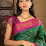 Dark Emerald Green Kanjivaram Silk Saree