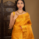 Golden Turmeric Yellow Kanjivaram Silk Saree